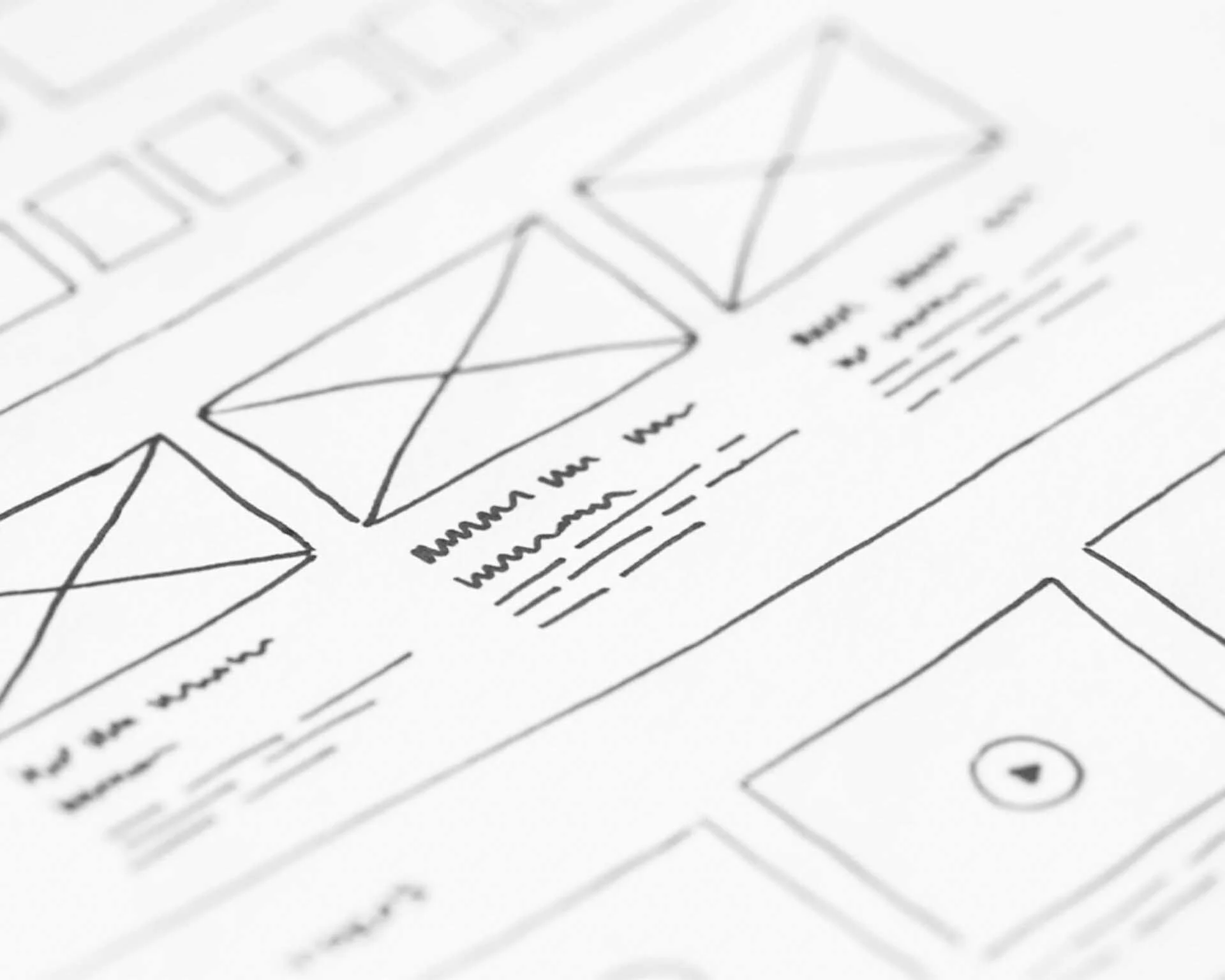 Sheet of paper with a proposed website structure drawn on it
